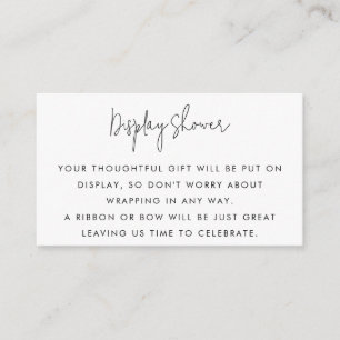 Cartão De Informações Chá de exibição preto e branco com script mínimo