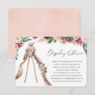 Cartão De Informações Chá de exibição rústico de árvore floral Boho bohe