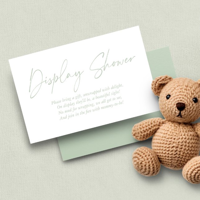 Cartão De Informações Chá de Exibição Verde do Pastel Moderno (Modern Pastel Green Display Shower Baby Shower Enclosure Cards)
