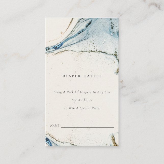 Cartão De Informações Chá de fraldas abstrato Azul, Fralda Dourada da pr (Frente)