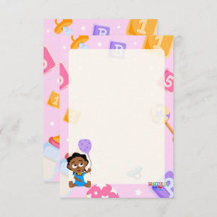 Cartão De Informações Chá de fraldas Akili e Me