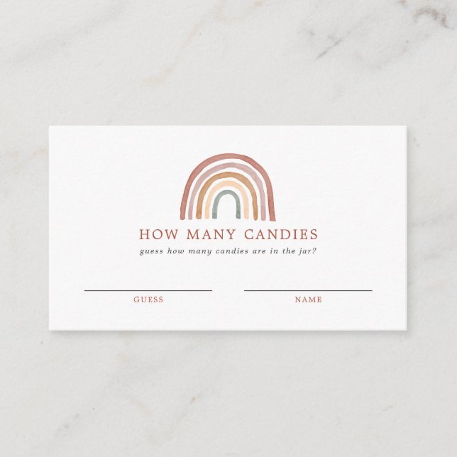 Cartão De Informações Chá de fraldas Arco-Íris Adivinha Quantas Placas C (Frente)