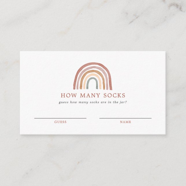 Cartão De Informações Chá de fraldas Arco-Íris Adivinha Quantas Placas M (Frente)