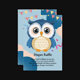Cartão De Informações Chá de fraldas Azul Adorável Woodland Baby Owen
