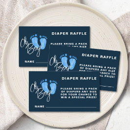 Cartão De Informações Chá de fraldas azul Marinho Raffle fralda