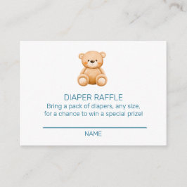 Cartão De Informações Chá de fraldas Azul Teddy Bear Boy