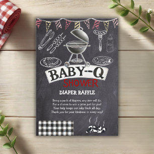Cartão De Informações Chá de fraldas Baby-Q Grill Chalkboard