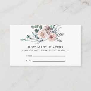 Cartão De Informações Chá de fraldas Boho Rosa adivinha quantas Fraldas