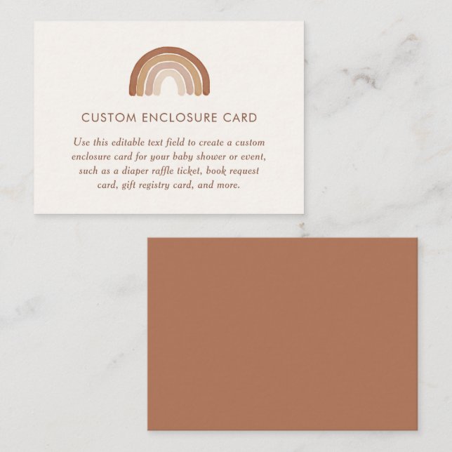 Cartão De Informações Chá de fraldas Boho Terracotta Rainbow Personaliza (Frente/Verso)