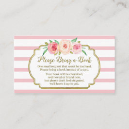 Cartão De Informações Chá de fraldas Book Request Card Floral Strips Ros