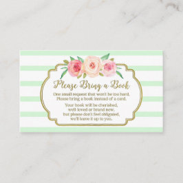 Cartão De Informações Chá de fraldas Book Request Card Pink Floral Mint