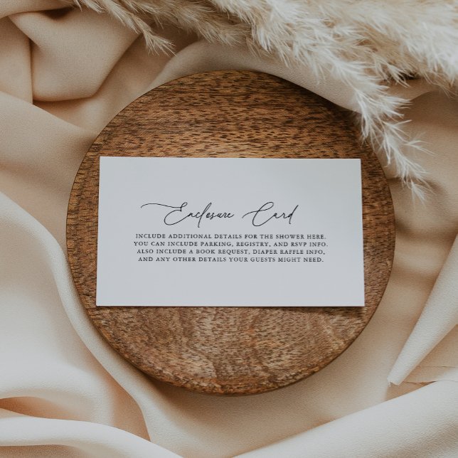 Cartão De Informações Chá de fraldas branco preto clássico único do DARC (DARCY Unique Classic Boho Black White Baby Shower Enclosure Card)