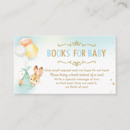 Cartão De Informações Chá de fraldas Bunny Balloons Traga um Livro
