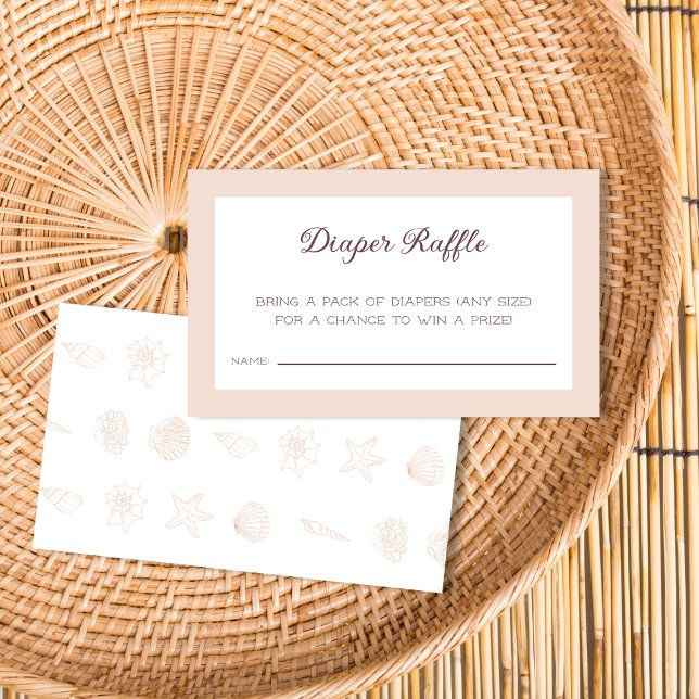 Cartão De Informações Chá de fraldas da fralda Raffle Beach Seashell (Diaper Raffle Beach Seashell Baby Shower Enclosure Card)