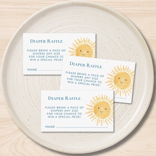 Cartão De Informações Chá de fraldas da fralda Raffle Sun Boy (Criador carregado)