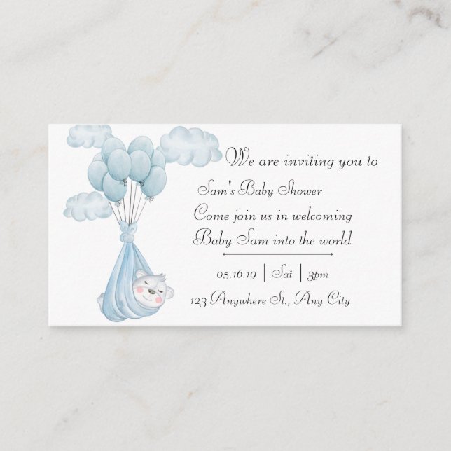 Cartão De Informações Chá de fraldas da placa de gabinete (Frente)