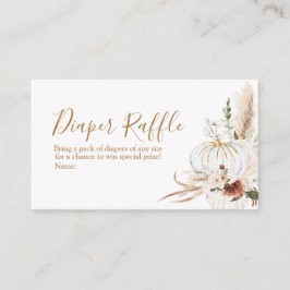 Cartão De Informações Chá de fraldas de Abóbora Branca de Arco-Boho Fral