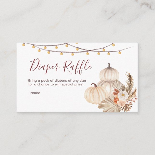 Cartão De Informações Chá de fraldas de abóbora de Creme Branco - Fralda (Frente)