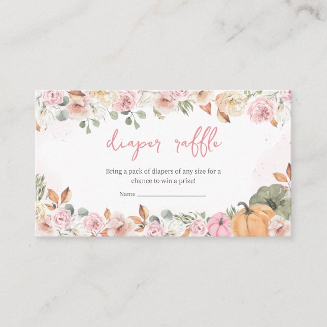 Cartão De Informações Chá de fraldas de abóbora rosa (Frente)