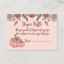 Cartão De Informações Chá de fraldas de abóbora rosa-rosa-flor Raffle