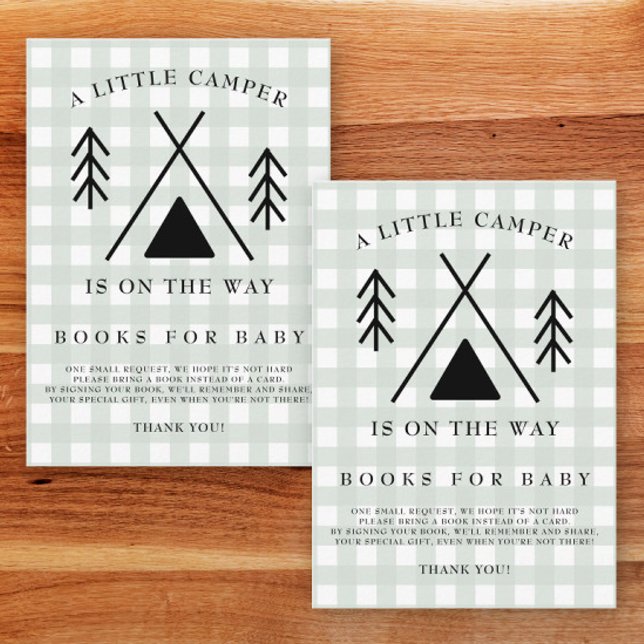 Cartão De Informações Chá de fraldas de acampamento - livros para bebê (Criador carregado)