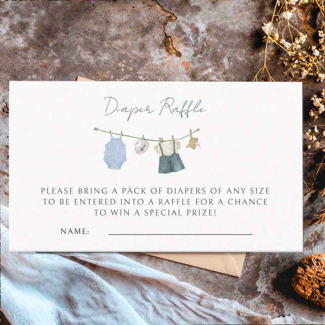 Cartão De Informações Chá de fraldas de Aquarela de Roupas Simples (Criador carregado)