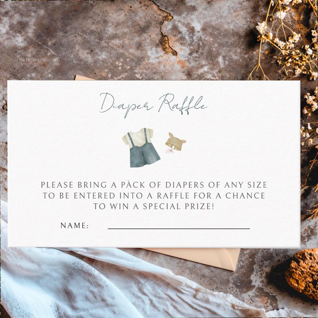 Cartão De Informações Chá de fraldas de Aquarela de Roupas Simples (Criador carregado)