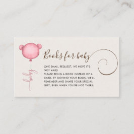 Cartão De Informações Chá de fraldas de Balão de Urso Rosa de Solicitaçã