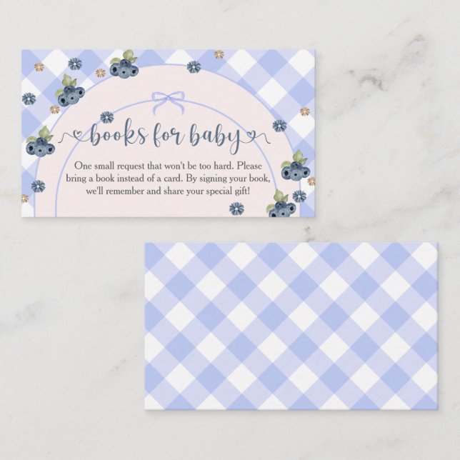 Cartão De Informações Chá de fraldas de Bebê- Blueberry Berry (Frente/Verso)
