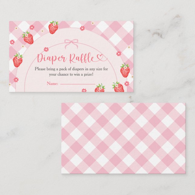 Cartão De Informações Chá de fraldas De Bebê Da Strawberry Berry (Frente/Verso)