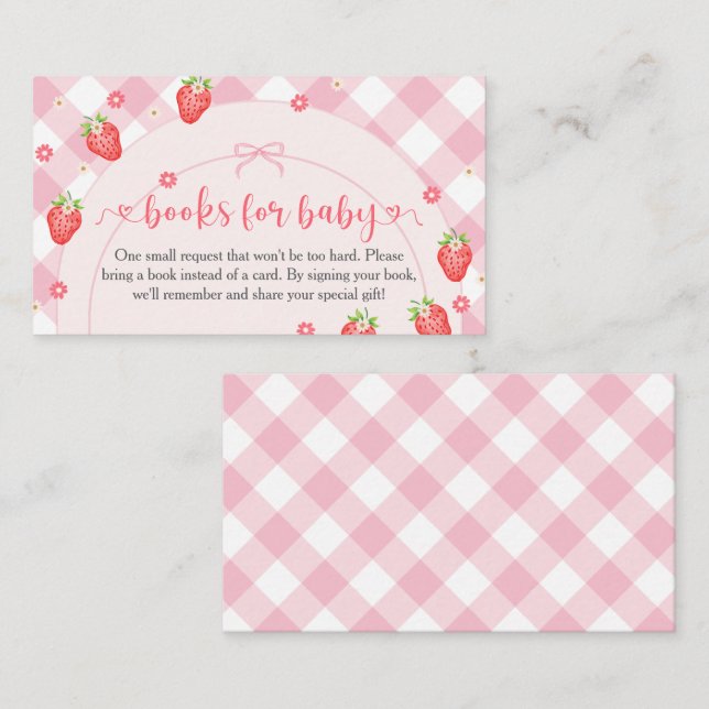 Cartão De Informações Chá de fraldas De Bebê Da Strawberry Berry (Frente/Verso)