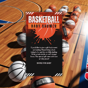 Cartão De Informações Chá de fraldas de Bola Laranja Moderno de Basquete