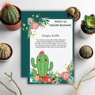 Cartão De Informações Chá de fraldas de Cactus Floral Floral do Deserto 