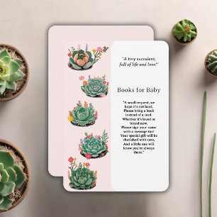 Cartão De Informações Chá de fraldas de Cactus Suculto Moderno