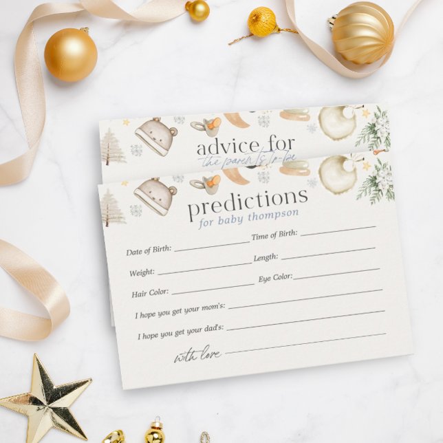 Cartão De Informações Chá de fraldas de Conselhos sobre Previsões Azuis  (Criador carregado)