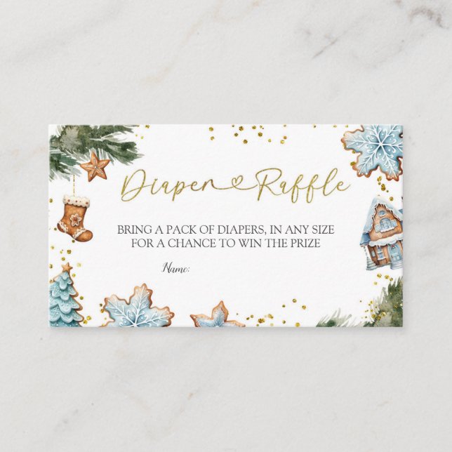 Cartão De Informações Chá de fraldas de Cookie Blue Raffle (Frente)