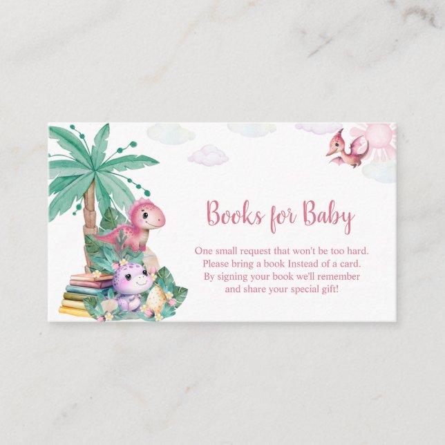 Cartão De Informações Chá de fraldas De Dinossauros Cachorros De Aquarel (Frente)