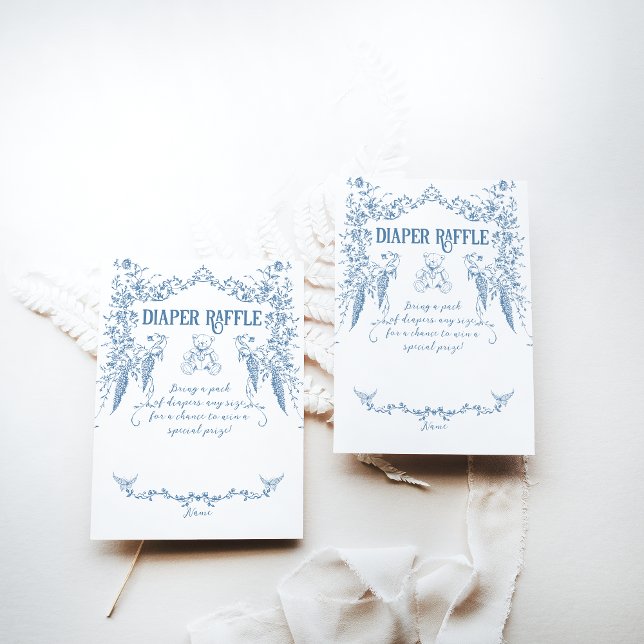 Cartão De Informações Chá de fraldas de Enfermeira Floral Dusty Blue Vin (Criador carregado)