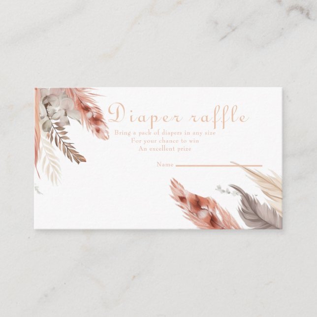 Cartão De Informações Chá de fraldas de erva Boho Pampas (Frente)