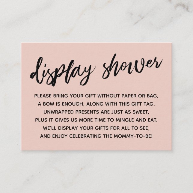 Cartão De Informações Chá de fraldas de Exibição de Blush Casual sem Que (Frente)