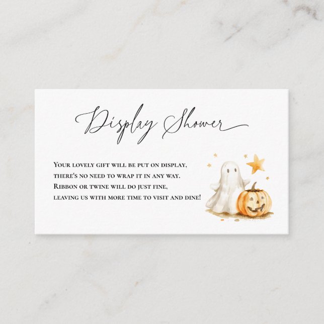 Cartão De Informações Chá de fraldas de Exibição de Pumpkin Fantasma do  (Frente)