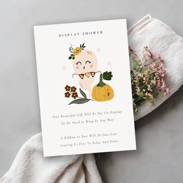 Cartão De Informações Chá de fraldas de exibição de tela azul Ghost Boo  (Criador carregado)