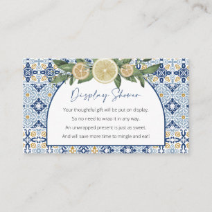 Cartão De Informações Chá de fraldas de Exibição, Mini Tema Italiano Não