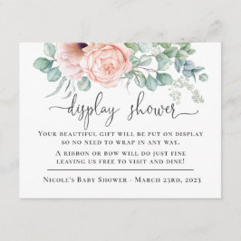 Cartão De Informações Chá de fraldas de Exibição Rosa Pastel Feminino