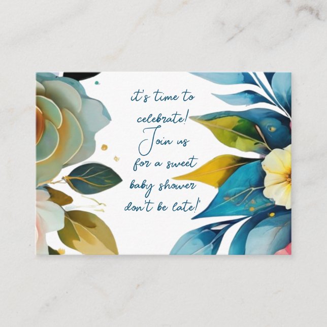 Cartão De Informações chá de fraldas de florais pastel incrível (Frente)