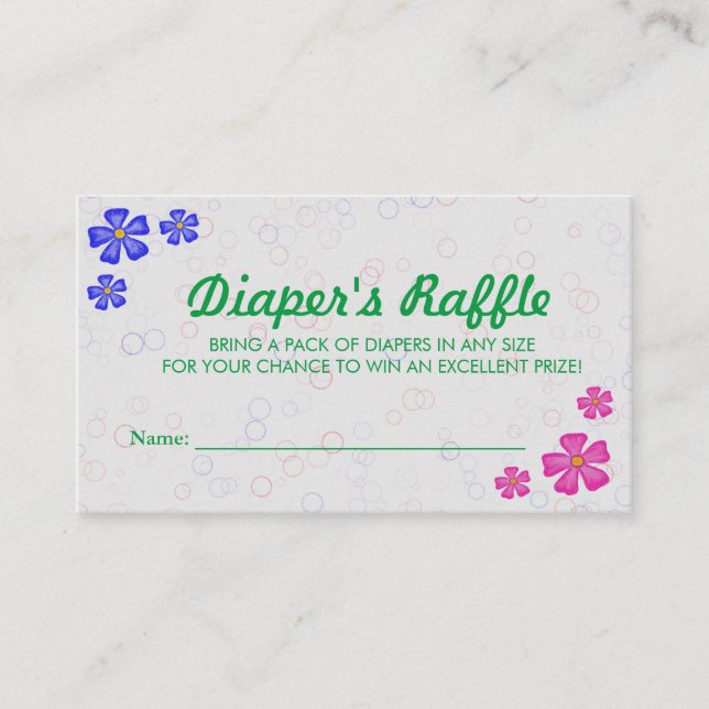 Cartão De Informações Chá de fraldas de flores rosa e azuis (Frente)