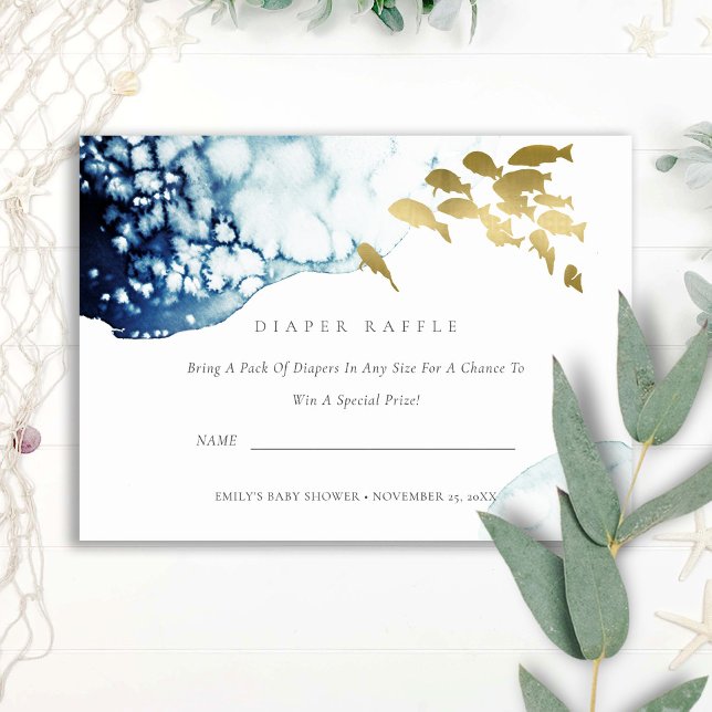 Cartão De Informações CHÁ DE FRALDAS DE FRALDA DE PEIXE Dourado SUBÁGUA (Criador carregado)