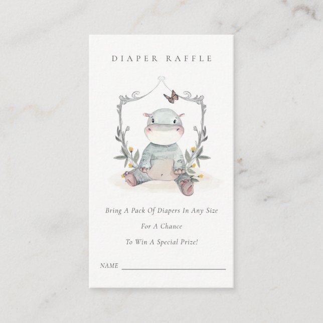 Cartão De Informações Chá de fraldas de Fralda Raffle de Folhagem de Hip (Frente)