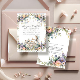 Cartão De Informações Chá de fraldas de Garden Girl Fairy Tea Party Flor