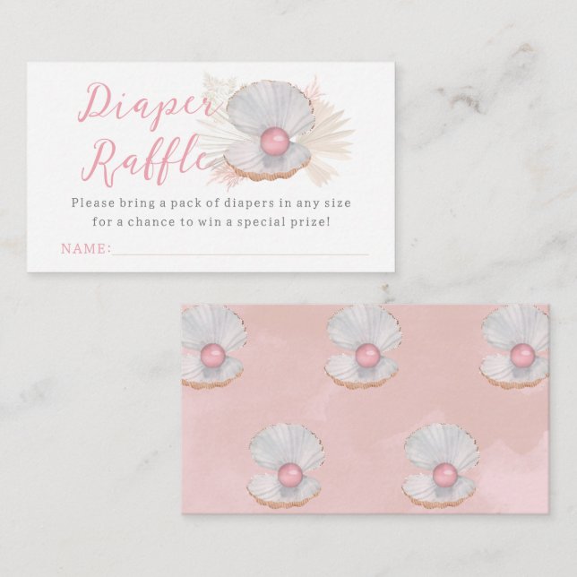Cartão De Informações Chá de fraldas de Garota do Oceano Rosa Raffle (Frente/Verso)